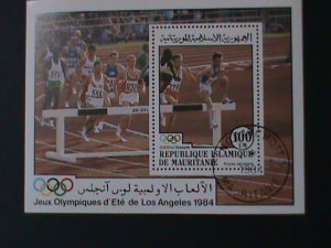 ​MAURITANIA- OLYMPIC GAMES-LOS ANGELES'84 -CTO FANCY CANCEL S/S VF LAST ONE
