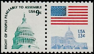 1623d MNH pair Ind. Hall & Capitol Dome, perf. 11x10.5 - no per item S&H fee