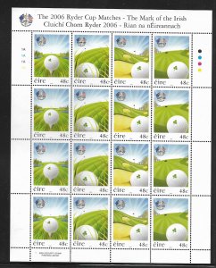 IRELAND, 1677B, MNH, SS  SHEET OF 16, GOLF CUP