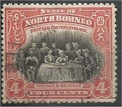 NORTH BORNEO 1909, used 4c, Assembly  Scott 140