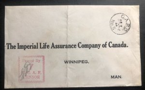 1944 Canadian Army Post Office CAPO 3 Botwood Censored cover To Winnipeg