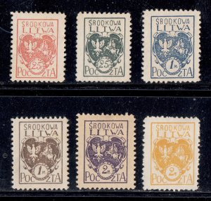 Central Lithuania Scott #1-6 MH/Unused Perf (Please Read)