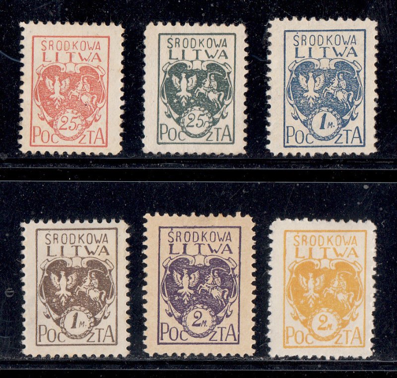 Central Lithuania Scott #1-6 MH/Unused Perf (Please Read)