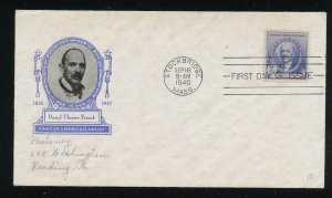 US 887 Daniel French Famous American ADDR Harry Ioor Mellon = 1A FDC