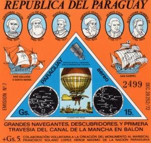 Paraguay 1974 COLUMBUS COOK HUMBOLDT VASCO DE GAMA s/s Perforated Mint (NH)