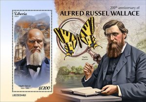 LIBERIA- 2023 - Alfred Russel Wallace - Perf Souv Sheet - Mint Never Hinged