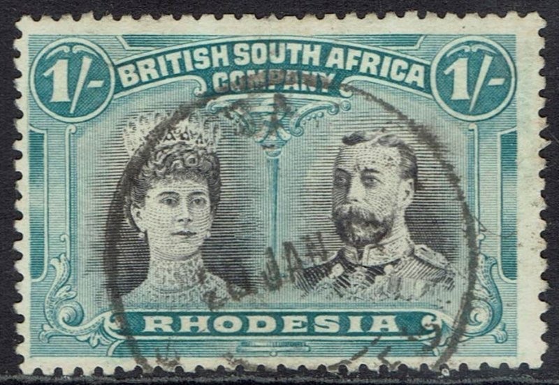 RHODESIA 1910 KGV DOUBLE HEAD 1/- PERF 14 USED