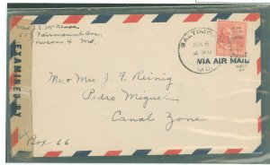 US  1945 10c John Tyler (presidential/prexy series) paid the 10c per half ounce airmail rate (in effect April 1945-September 194