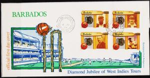 Barbados. 1988 FDC Cricket(Set of 4 Only). Fine Used