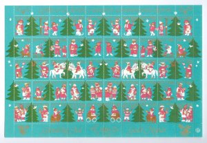 Denmark. 1980 Christmas Seal Unfolded Sheet. Animals, Dog, Horse,Bird. 3 Side P.