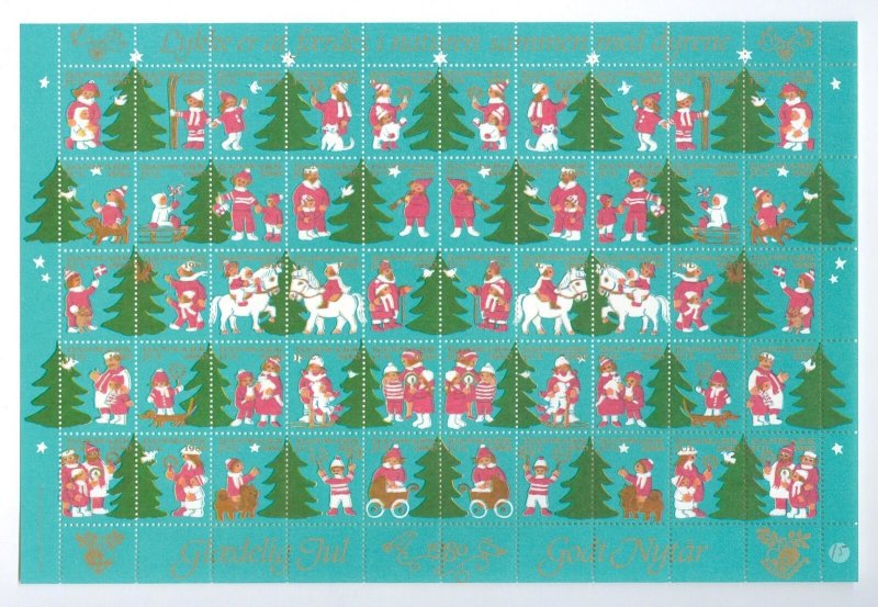 Denmark. 1980 Christmas Seal Unfolded Sheet. Animals, Dog, Horse,Bird. 3 Side P.