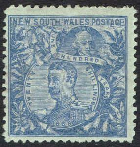 NEW SOUTH WALES 1890 CARRINGTON 20/- WMK 20/-  NSW IN CIRCLE PERF 12 