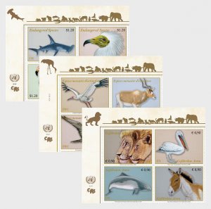 United Nations Stamps 2020. - (3 Offices) - Endangered Species 2020 - Set Mint -