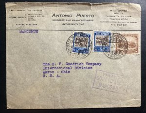1936 Bogota Colombia Commercial Airmail Cover To Akron OH USA