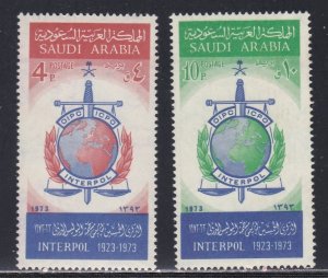 Saudi Arabia # 653-654, Interpol 50th Anniversary, Hinged, 1/3 Cat.