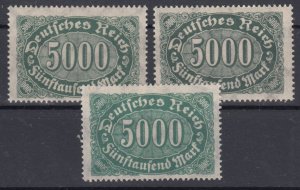 German 1923 Sc#208 VAR Mi#256 a-c Shades mnh (DR1359)