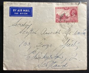 1939 Burma Airmail Slogan Cancel Cover To Edinburgh Scotland