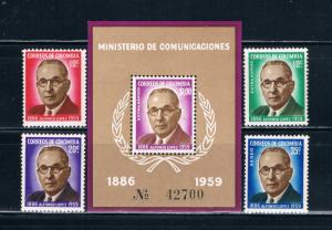 Colombia 727 28;C394 96 MNH set and SS Alfonso Lopez (C0133)