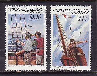 Christmas Is.-Sc#248-9- id2-unused NH set-Ships-Island sighting-1990-