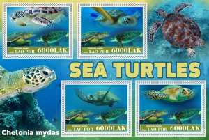 Stamps. Sea Turtles 1+1 sheets  perforated 2023 year Laos