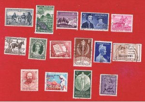 Australia #332-348  VF used   Singles  Free S/H