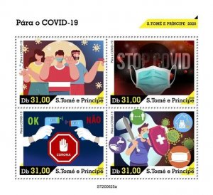 Sao Tome & Principe Medical Stamps 2020 MNH Fight Against Corona Health 4v M/S