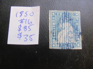 SWITZERLAND 1850 USED SC 16  4 MARGINS  $85 (185)