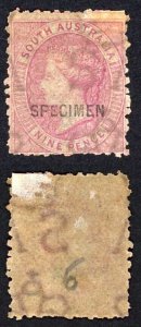 South Australia SG122s 9d purple opt SPECIMEN