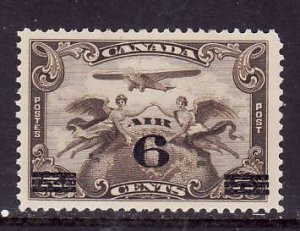 Canada-Sc#C3-Unused 6c on 5c brown olive Air Mail-og-LH-1932-Cdn565