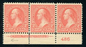 #267a PL# Imprint Strip Of 3 Mint-VF-OG-NH W/ PSE CERT SCV $200 (2/14/21 GP)