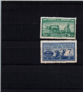 Uruguay #579-80 Regional american conference labor Plowing Cattle herder MLH