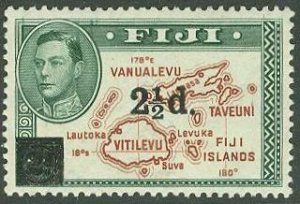 Fiji # 136 George VI, map - surcharged  (1)   VF Unused