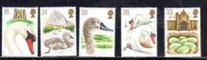 GREAT BRITAIN #1473-1477 1993 ABBOTSDURY SWANNERY MINT VF NH O.G