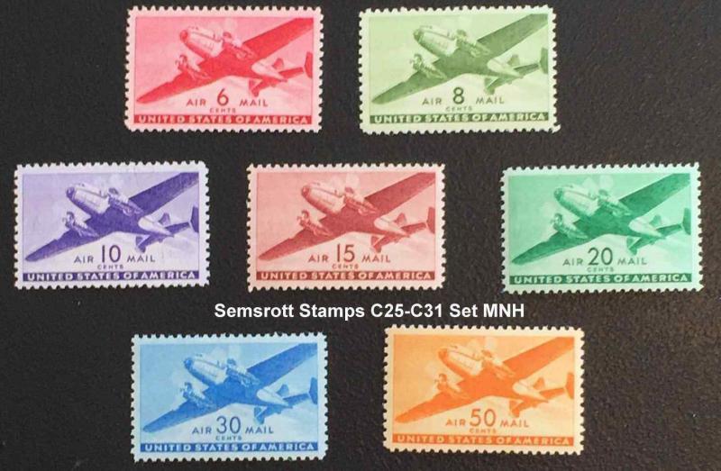 C25-C31, Twin Engine Transport Issue Set, Mint NH 1941-1944  CV $18.90