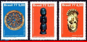 1493-95 BRAZIL 1977 ART FESTIVAL BLACK CULTURE, SCULPTURE, MI# 1578-80 C-972 MNH