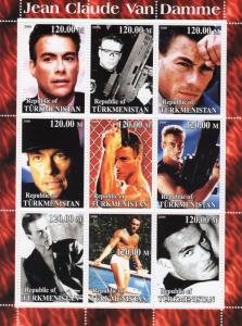 Turkmenistan 2000 JEAN CLAUDE VAN DAMME Sheetlet (9) Perforated MNH
