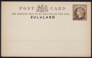 ZULULAND 1893 QV SPECIMEN POSTCARD