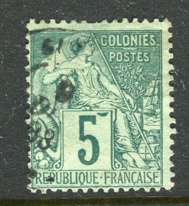 FRENCH COLONIES; 1880s early classic General issue used shade of 5c. value