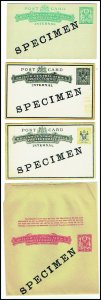 NYASALAND SPECIMEN Overprints on four postal stationery cards - 41543