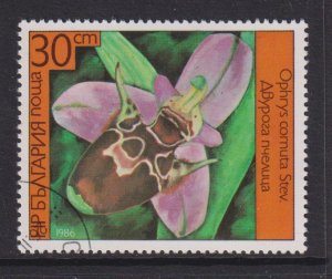 Bulgaria   #3142  cancelled  1986  orchids  30s