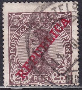 Portugal 175 USED 1910 King Manuel II 25R O/P