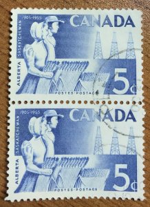 Canada #355 XF used vertical pair, nice light CDS!