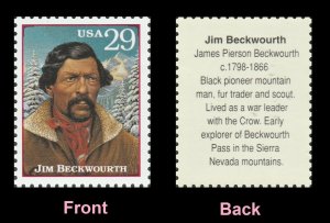 US 2869q Legends of the West Jim Beckwourth 29c single MNH 1994