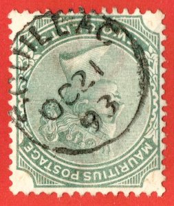 [mag932] MAURITIUS 1893 2c green cancelled in Souillac