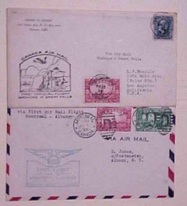 CANADA FLIGHTS 1928 MONTREAL B/S ALBANY also 1933 WADHOPE B/S GREAT FALLS