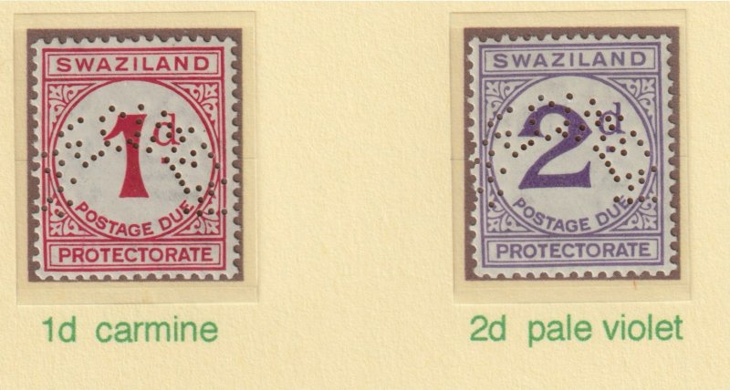 SWAZILAND 1933 POSTAGE DUE SPECIMEN set of 2
