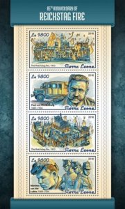 Sierra Leone - 2018 Reichstag Fire - 4 Stamp Sheet - SRL18116a