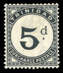 Trinidad #J6 Cat$27.50, 1885 5p black, hinged