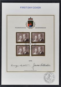 LIECHTENSTEIN, MINISHEET 10 Francs Princess & Prince, RARE unquoted FDC 1974
