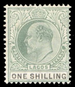 Lagos #46 Cat$40+ (for hinged), 1904 1sh green and black, never hinged